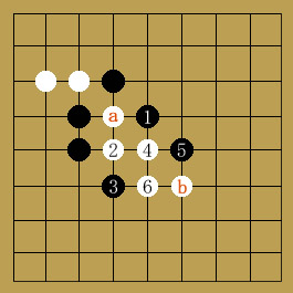 白bの様にシチョウを失敗させる石を、シチョウアタリといいます。
