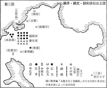 第二図 銅矛・銅戈鋳型出土図